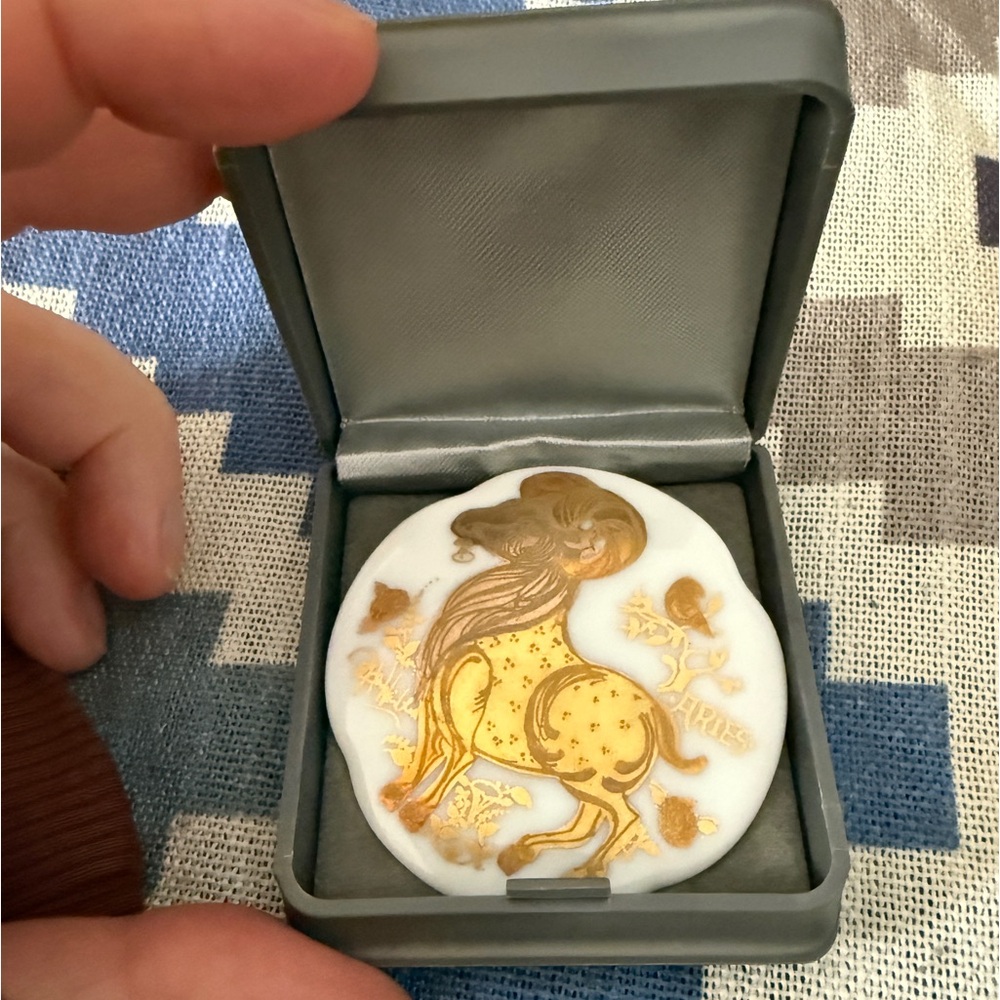 Rosenthal porcelain brooch/pendant hand painted - Aries Zodiac sign